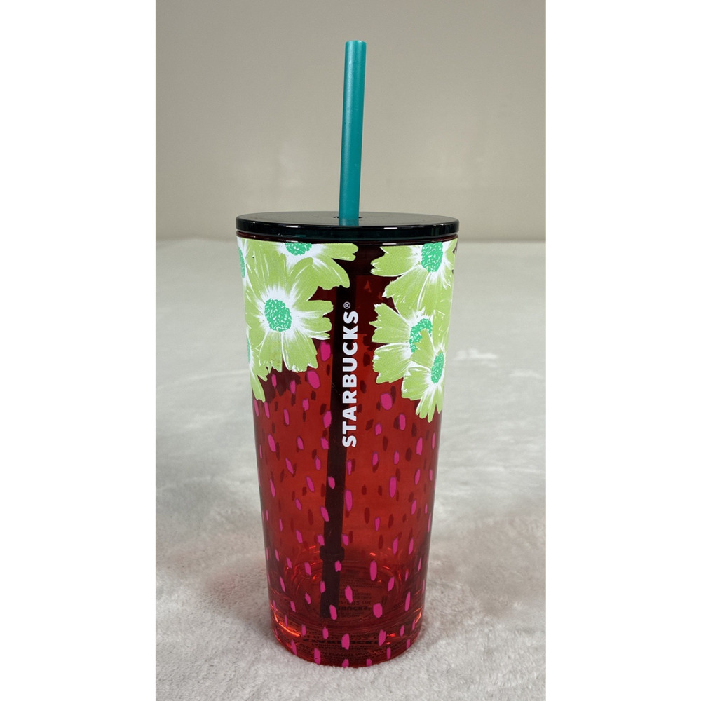 2) Starbucks Summer 2022 Strawberry Glass Tumbler 18oz Limited Rare FS Charity - Picture 2 of 16